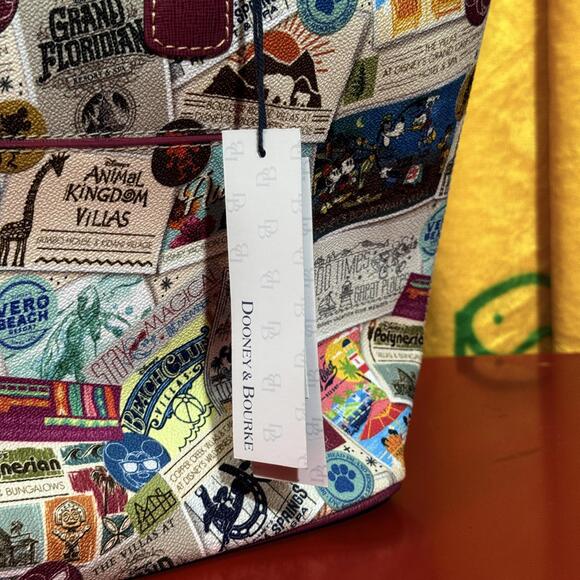 Dooney & Bourke Disney Tote Bag - Vintage DVC Park Postcards Design - Picture 3 of 6